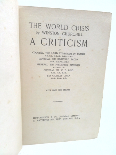 THE WORLD CRISIS BY WINSTON CHURCHILL: A CRITICISM