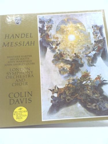 HANDEL: MESSIAH - 3 RECORD SET - vinyl lps. HEATHER HARPER, SOPRANO - HELEN WATTS, CONTRALTO - JOHN WAKEFIELD TENOR - JOHN SHIRLEY-QUIRK BASS - ORGAN: RALPH DOWNES - HARPSICHORD: LESLIE PEARSON