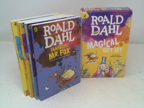 Roald Dahl Magical Gift Boxed Set (4 Books): Charlie and the Chocolate Factory, James and the Giant Peach, Fantastic Mr. Fox, Charlie and the Great Gl